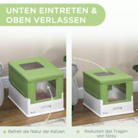 Graue Katzentoilette mit Schaufel, Masse 47.5x35.5x36.7cm, für einfache und hygienische Reinigung.