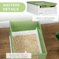 Graue Katzentoilette mit Schaufel, Masse 47.5x35.5x36.7cm, für einfache und hygienische Reinigung.