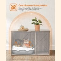 Katzentoilettenschrank aus Holz in Greige, verstecktes Katzenklo, 80x50cm Stauraum