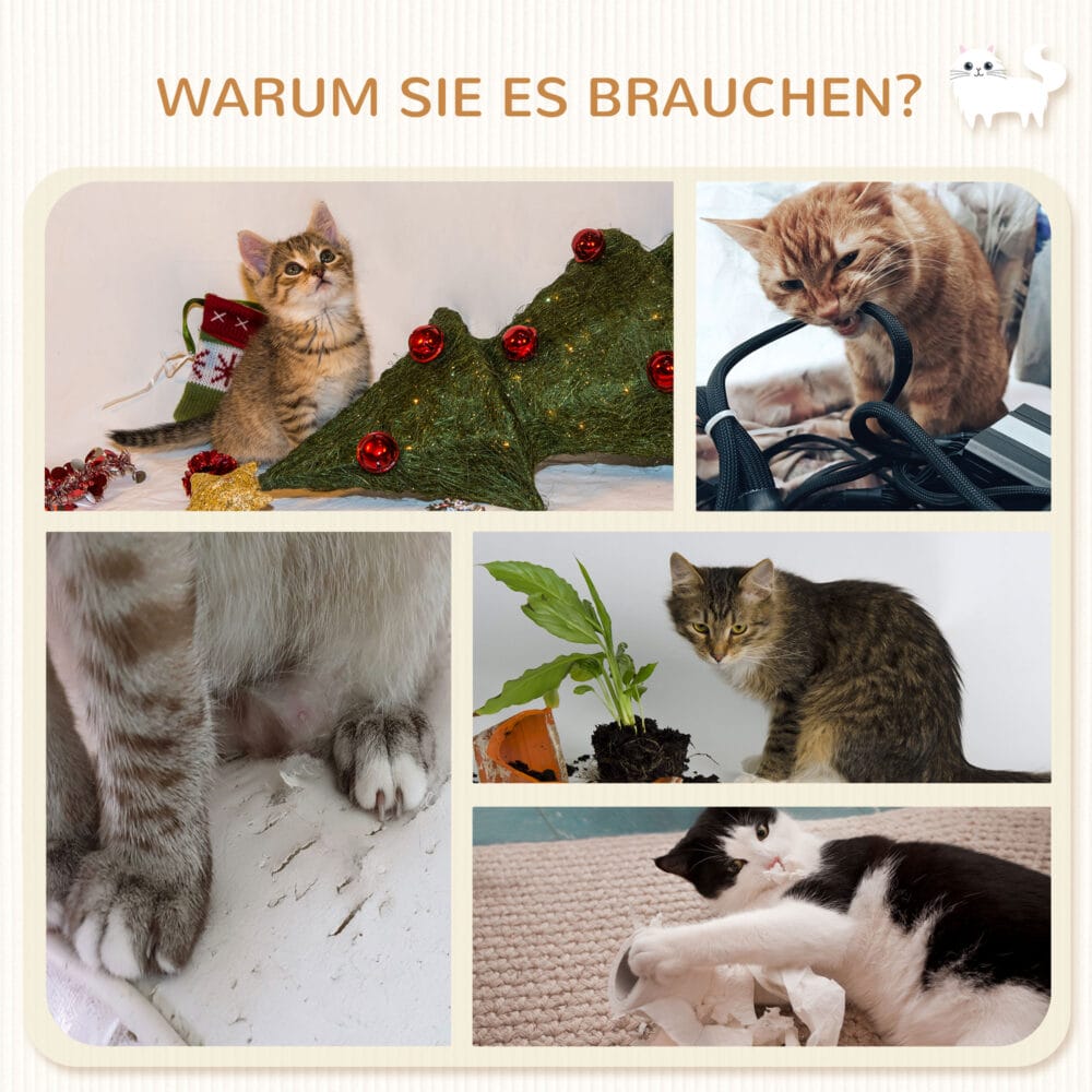 Beiges 5-teiliges Katzentreppen-Kletterwand-Set in Wolkenform mit Hängematte, ein dekoratives und funktionales Katzenmöbel.