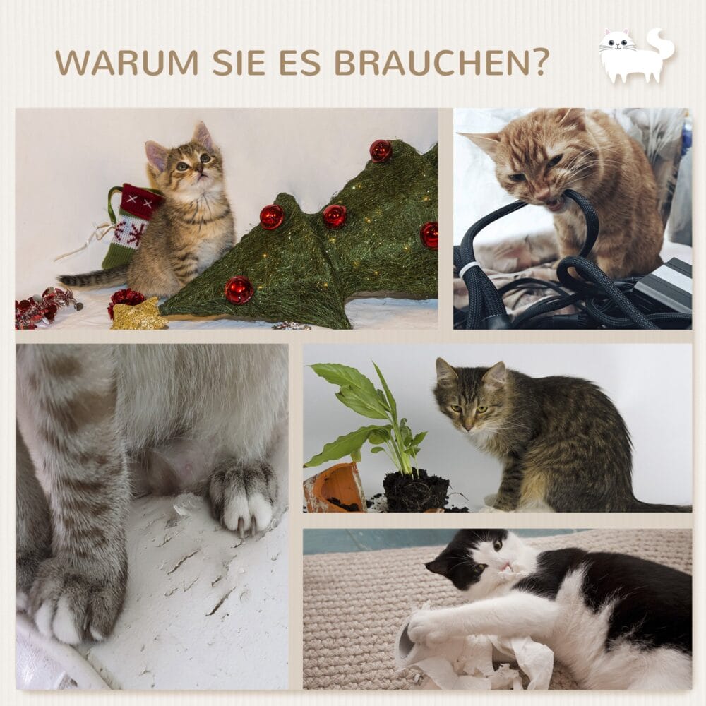 Braune 4-teilige Katzenkletterwand mit Hängematte, belastbar bis 5kg.