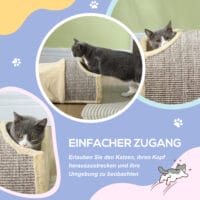 Beiger faltbarer Katzentunnel mit drei Öffnungen, für Katzen bis 6kg.
