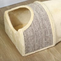Beiger faltbarer Katzentunnel mit drei Öffnungen, für Katzen bis 6kg.