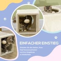 Braun-beiger Katzentunnel aus Sisal mit integriertem Spielball.