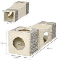 Braun-beiger Katzentunnel aus Sisal mit integriertem Spielball.