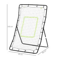 Schwarzer robuster Kickback Rebounder aus Stahl, der auch als Tor dient, 75x126cm gross, ideal für effektives Balltraining.