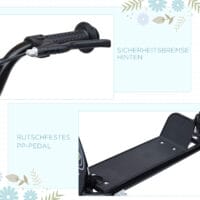 Schwarzer Kickscooter mit 12 Zoll Rädern und höhenverstellbarem Lenker