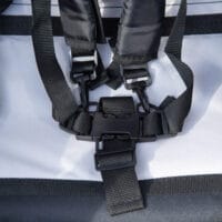 Grauer 2-in-1 klappbarer Kinderanhänger für zwei Kinder, belastbar bis 264kg. Ideal für Familienausflüge und einfach zu transportieren.