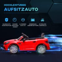 Rotes Elektrofahrzeug für Kinder, belastbar bis 30kg, mit 3-Gang-Schaltung und Fernbedienung für die Eltern.