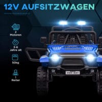 Blauer 12V Geländewagen als Kinderauto mit Fernbedienung, ideal für Kinder von 3-6 Jahren. Bereit für jedes Abenteuer.