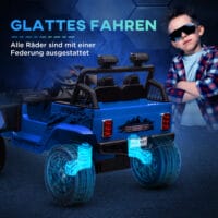 Blauer 12V Geländewagen als Kinderauto mit Fernbedienung, ideal für Kinder von 3-6 Jahren. Bereit für jedes Abenteuer.