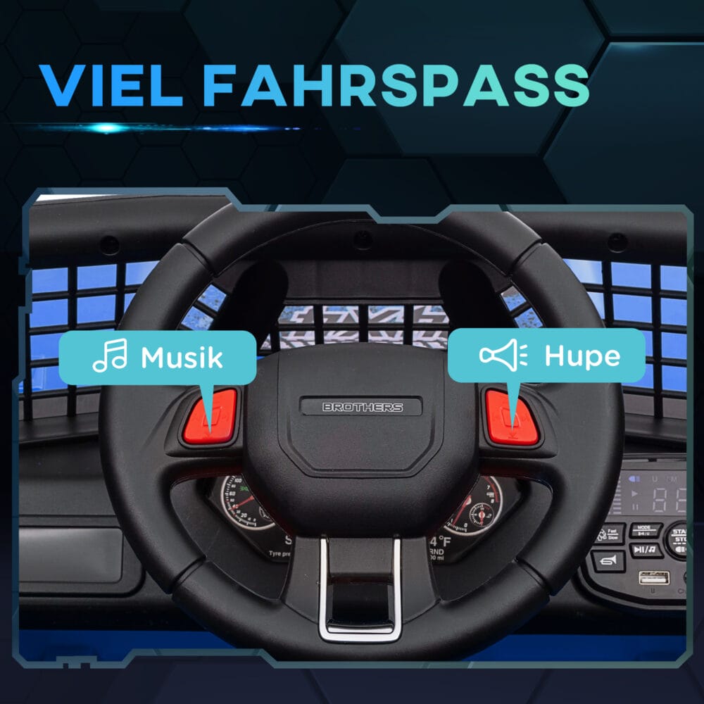 Blauer 12V Geländewagen als Kinderauto mit Fernbedienung, ideal für Kinder von 3-6 Jahren. Bereit für jedes Abenteuer.
