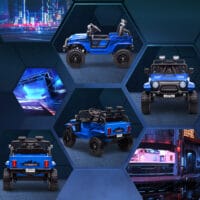 Blauer 12V Geländewagen als Kinderauto mit Fernbedienung, ideal für Kinder von 3-6 Jahren. Bereit für jedes Abenteuer.