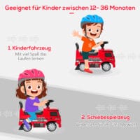 Rot-schwarzes Kinderfahrzeug im Design eines Mercedes-LKW mit funktionierendem Licht. Ein beeindruckendes Spielzeug für kleine Fahrer.