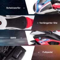 Rotes Elektromotorrad für Kinder ab 18 Monaten mit verschiedenen Musikmodi, für zusätzlichen Fahrspass.