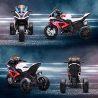 Rotes Elektromotorrad für Kinder ab 18 Monaten mit verschiedenen Musikmodi, für zusätzlichen Fahrspass.