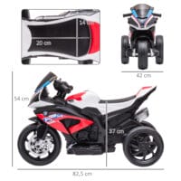 Rotes Elektromotorrad für Kinder ab 18 Monaten mit verschiedenen Musikmodi, für zusätzlichen Fahrspass.