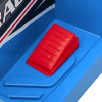 Blaues 6V Elektro-Quad für Kinder von 1.5-3 Jahren, inklusive abnehmbarem Anhänger für kleine Transporte.