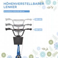 Blauer Kinderroller mit Bremse, höhenverstellbar für Sicherheit und Komfort.
