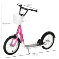 Rosa Kinderroller mit Bremse, höhenverstellbar für kleine Fahrerinnen.