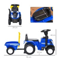 Blaues Kinderrutschauto mit Hupe, ein einfaches und spassiges Kinderfahrzeug für die ersten Fahrversuche.