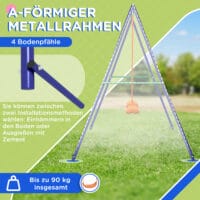 Graue, stabile 2er-Kinderschaukel aus Stahl für den Garten, ideal für Geschwister oder Freunde. Sie bietet sicheren Schaukelspass im Freien.