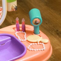 Violetter Kinderschminktisch mit integrierter LED-Beleuchtung und Musikfunktion, ideal für Kinder von 3-6 Jahren. Ein Traum für kleine Prinzessinnen und Stylisten.