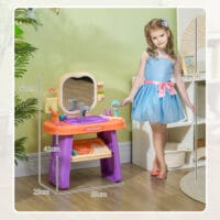 Violetter Kinderschminktisch mit integrierter LED-Beleuchtung und Musikfunktion, ideal für Kinder von 3-6 Jahren. Ein Traum für kleine Prinzessinnen und Stylisten.