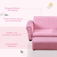 Rosa Kindersessel und Hocker Set, Grösse 83x42x41cm, ideal für das Kinderzimmer zum Spielen und Ausruhen.
