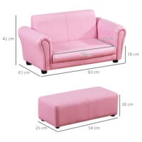 Rosa Kindersessel und Hocker Set, Grösse 83x42x41cm, ideal für das Kinderzimmer zum Spielen und Ausruhen.