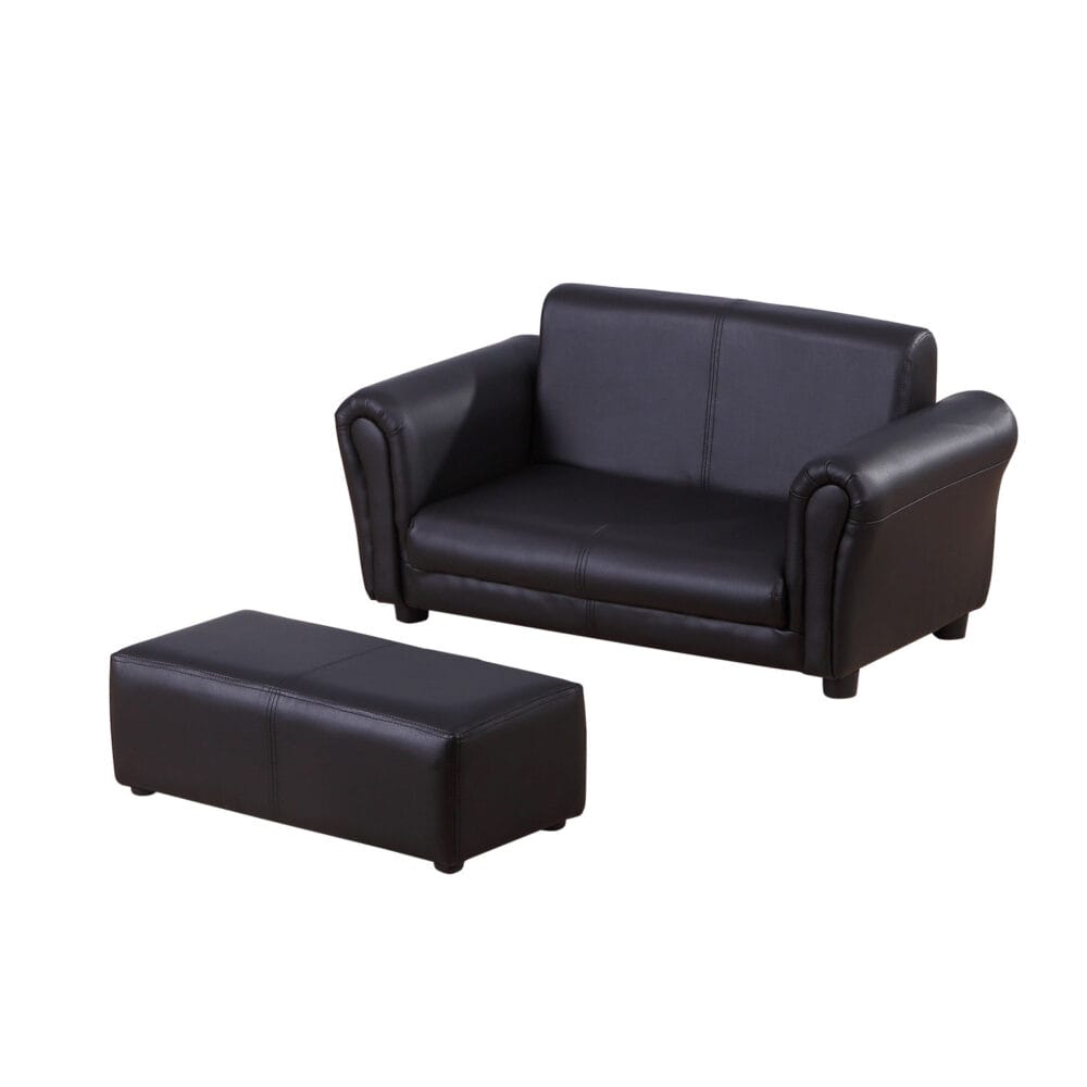 Schwarzes Kindersessel und Hocker Set, Grösse 83x42x41cm, bietet den Kleinsten einen gemütlichen und sicheren Platz zum Entspannen.