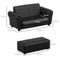 Schwarzes Kindersessel und Hocker Set, Grösse 83x42x41cm, bietet den Kleinsten einen gemütlichen und sicheren Platz zum Entspannen.