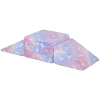 Rosa 5-teiliges Kindersofa in Samtoptik mit Liegefunktion, wandelbar für Spiel und Komfort.