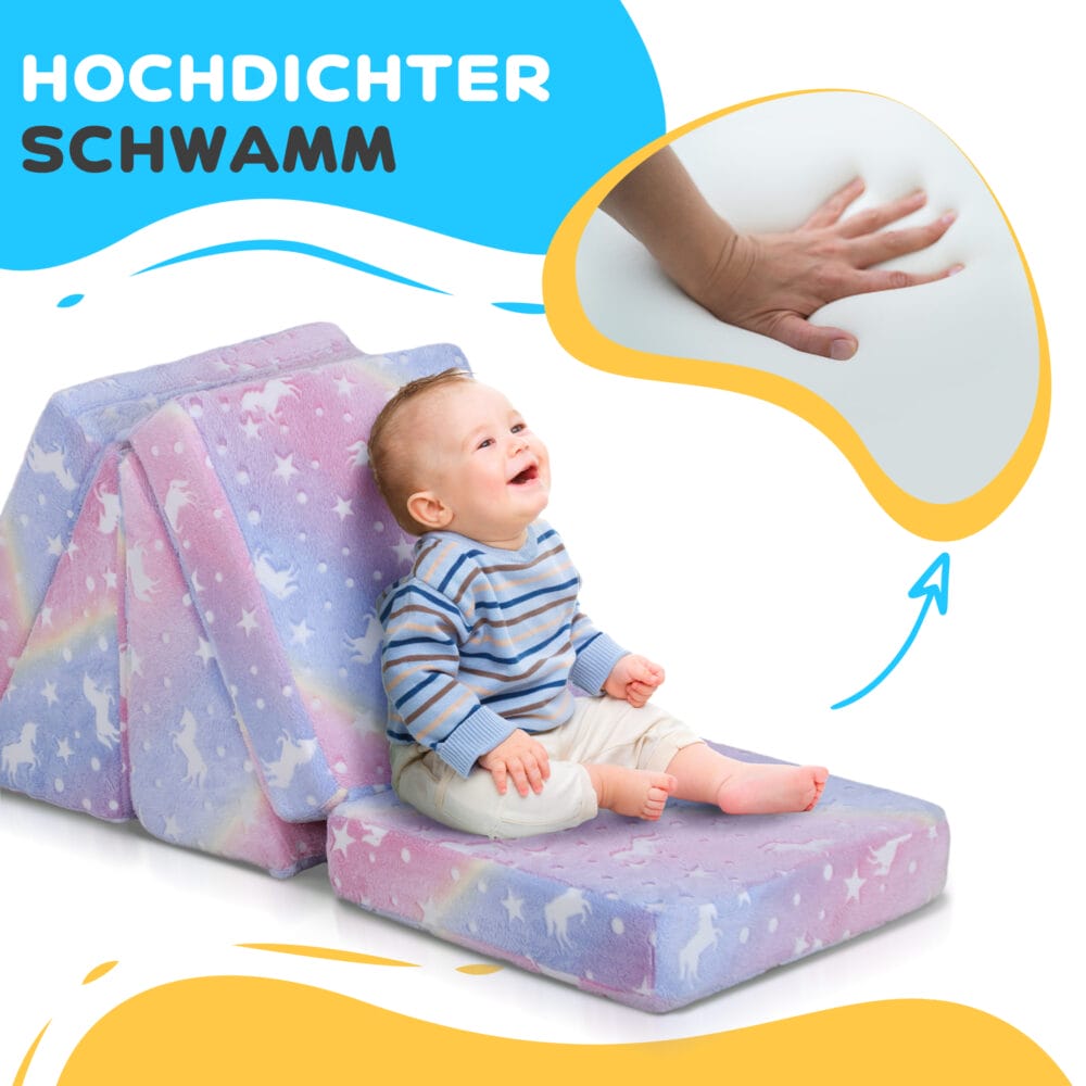 Rosa 5-teiliges Kindersofa in Samtoptik mit Liegefunktion, wandelbar für Spiel und Komfort.