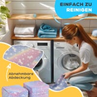 Rosa 5-teiliges Kindersofa in Samtoptik mit Liegefunktion, wandelbar für Spiel und Komfort.