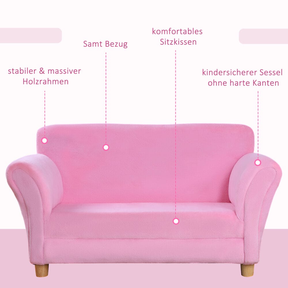 Kindersofa im Erdbeermotiv als gemütliches Sofa und Sessel für das Kinderzimmer, süsser Blickfang und bequemer Rückzugsort.