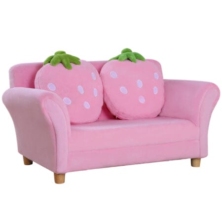 Kindersofa im Erdbeermotiv als gemütliches Sofa und Sessel für das Kinderzimmer, süsser Blickfang und bequemer Rückzugsort.