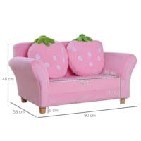 Kindersofa im Erdbeermotiv als gemütliches Sofa und Sessel für das Kinderzimmer, süsser Blickfang und bequemer Rückzugsort.