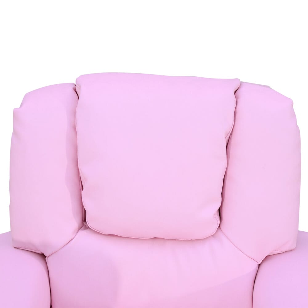 Ein rosa Kindersofa mit Schlaffunktion, Maße 62x56x69cm.