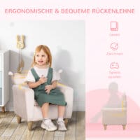 Ein hellrosa Kindersofa, das als Spielsofa für Kinder von 3 bis 7 Jahren geeignet ist.
