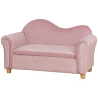 Rosa Kindersofa Zweisitzer mit integriertem Stauraum, perfekt für Kinder von 3 bis 5 Jahren zur Aufbewahrung von Spielzeug.