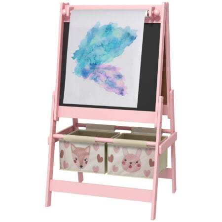 Kindertafel 3-in-1 Staffelei mit Papierrolle & Whiteboard Rosa