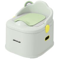 Graues Kindertöpfchen 3-in-1 Design mit praktischen Griffen und abnehmbarem Einsatz für einfache Reinigung.
