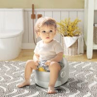 Grauer Kindertopf 3-in-1 mit Griffen und abnehmbarem Innenteil, robust und bis 50 kg belastbar für alle Entwicklungsphasen.