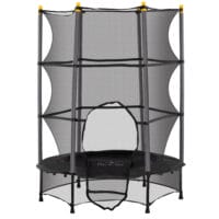 Schwarzes Kindertrampolin mit 140 cm Durchmesser, Sicherheitsnetz und Belastbarkeit bis 50 kg