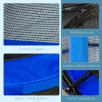 Blaues Kindertrampolin mit 140 cm Durchmesser, Sicherheitsnetz und Belastbarkeit bis 50 kg