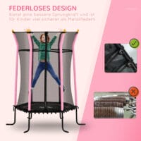 Rosa Kindertrampolin mit 163,5 cm Durchmesser, Sicherheitsnetz und Belastbarkeit bis 50 kg