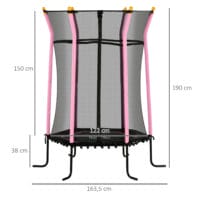 Rosa Kindertrampolin mit 163,5 cm Durchmesser, Sicherheitsnetz und Belastbarkeit bis 50 kg