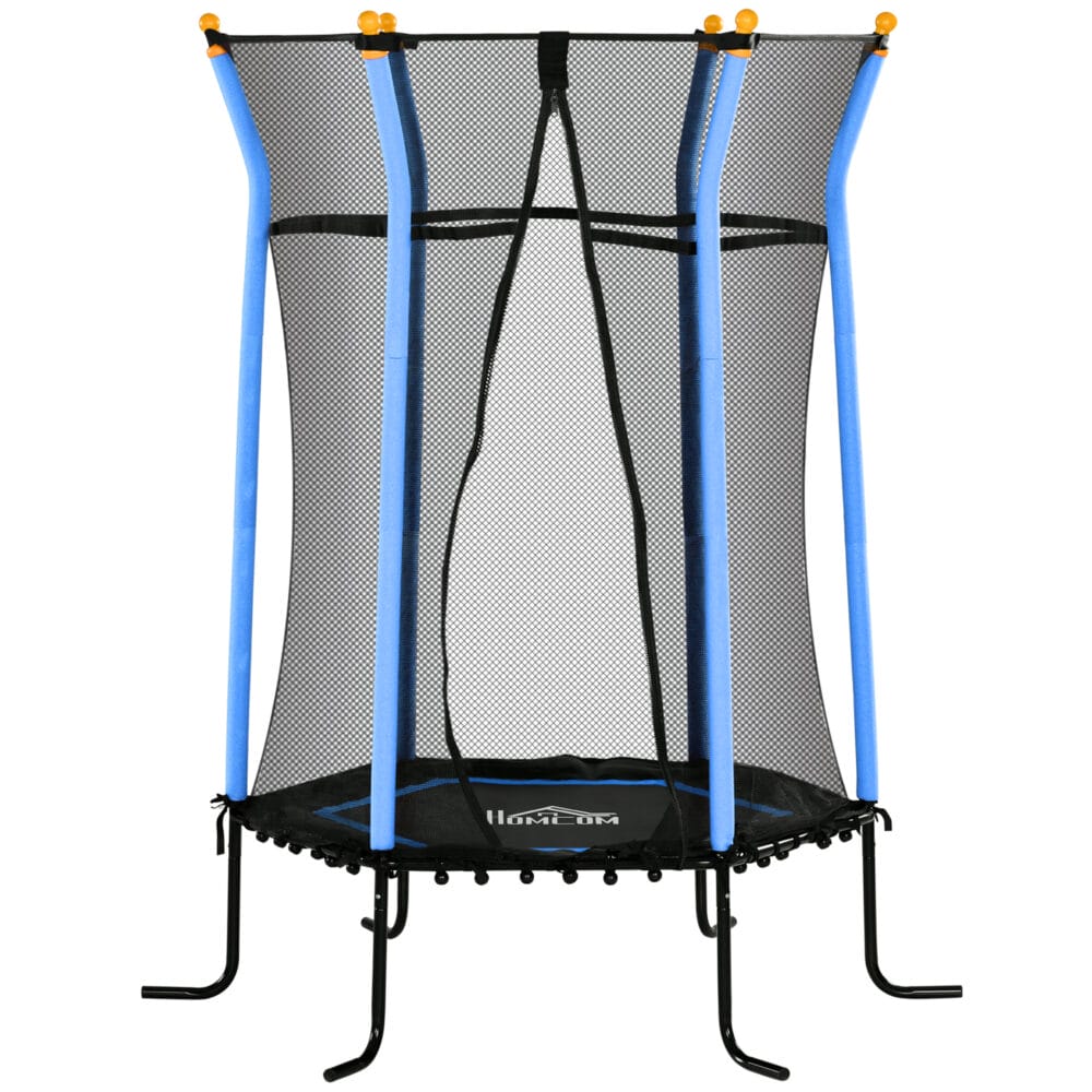 Blaues Kindertrampolin mit 163,5 cm Durchmesser, Sicherheitsnetz, empfohlen für Kinder von 3-10 Jahren