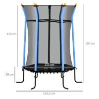 Blaues Kindertrampolin mit 163,5 cm Durchmesser, Sicherheitsnetz, empfohlen für Kinder von 3-10 Jahren
